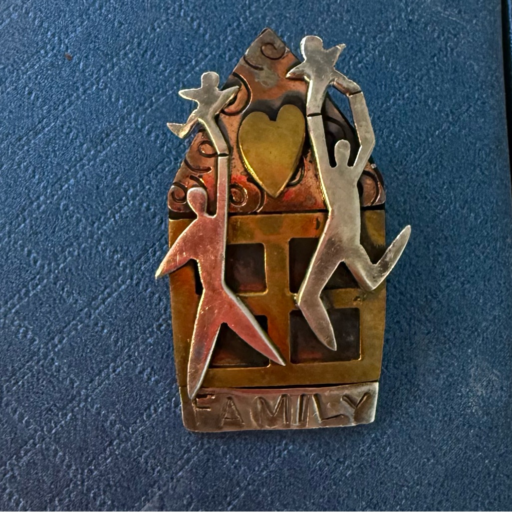 Mixed Metal Brooch Titled 'Family' By Far Fetched 925 Marked